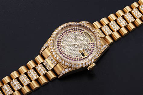 rolex oyster perpetual day date gold with diamonds|rolex day date diamond bezel.